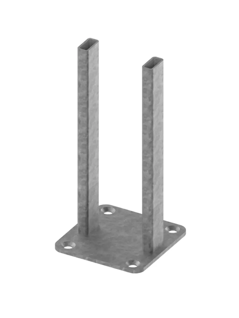 TECE Doppelhalter aus Metall mit rechteckigem Fuß und zwei vertikalen Halterungen, geeignet für die Montage an schmalen Trennwänden.